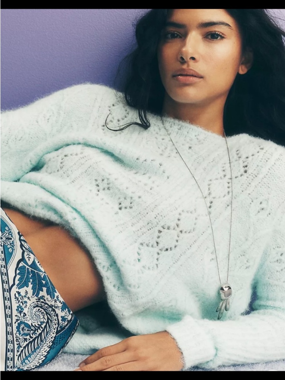 Anthropologie Pale Mint Blue  Knit Crewneck Sweater.